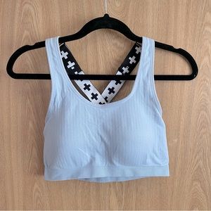 BP + Wildfang Light Blue Cross Back Sports Bra